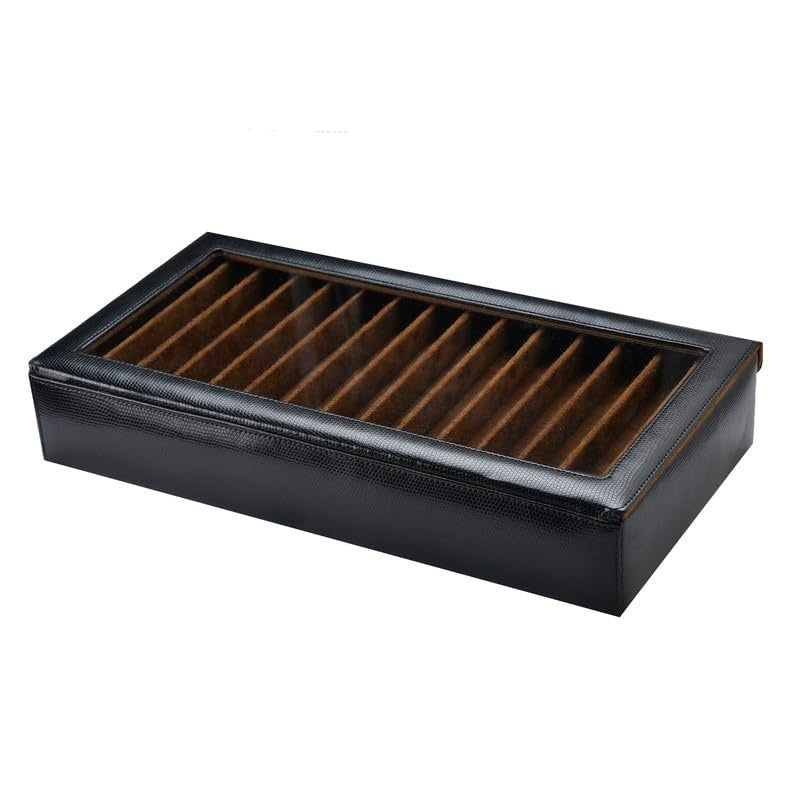 essart Faux Leather Two Level Pen Holder Transparent Display Organizer Box For 30 Pens In Black Color - Image 4