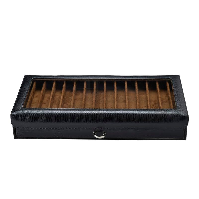 essart Faux Leather Two Level Pen Holder Transparent Display Organizer Box For 30 Pens In Black Color - Image 2