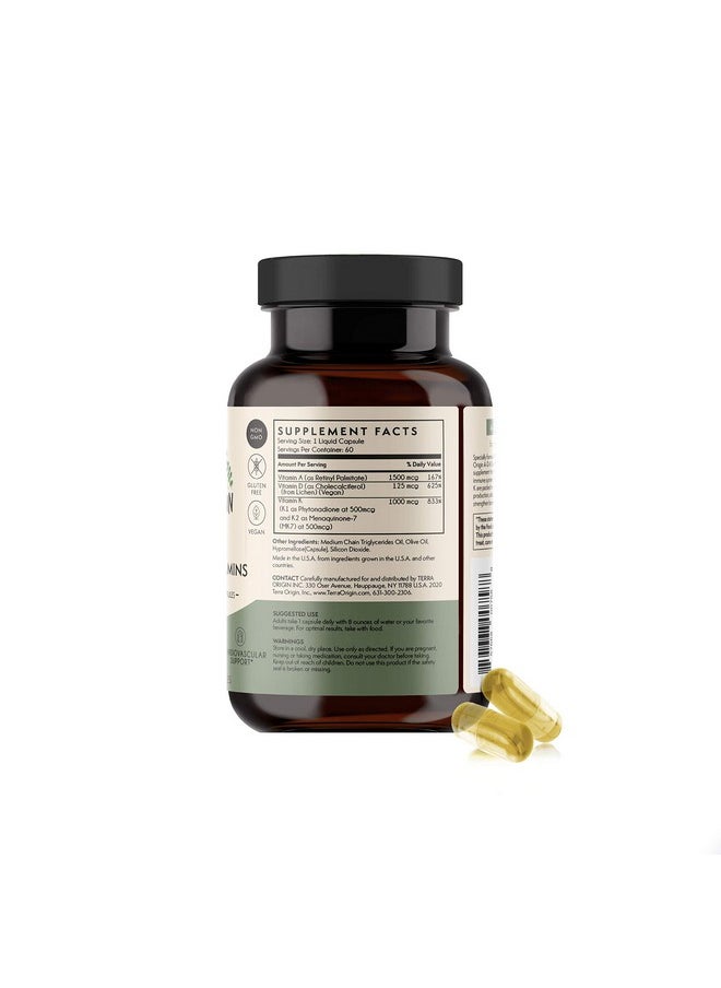 Terra Origin - Adk Essential Vitamins 60 High Potency Liquid Capsules Vegan Nongmo Gluten Free Made In The Usa. - Image 1