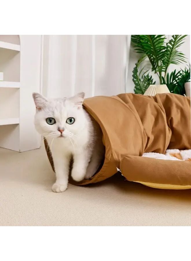 النفق البيجي للقطط القابل للإزالة والقابل للغسل - ملعب تفاعلي للاختباء سهل التنظيف ملجأ للحيوانات الأليفة - Image 5