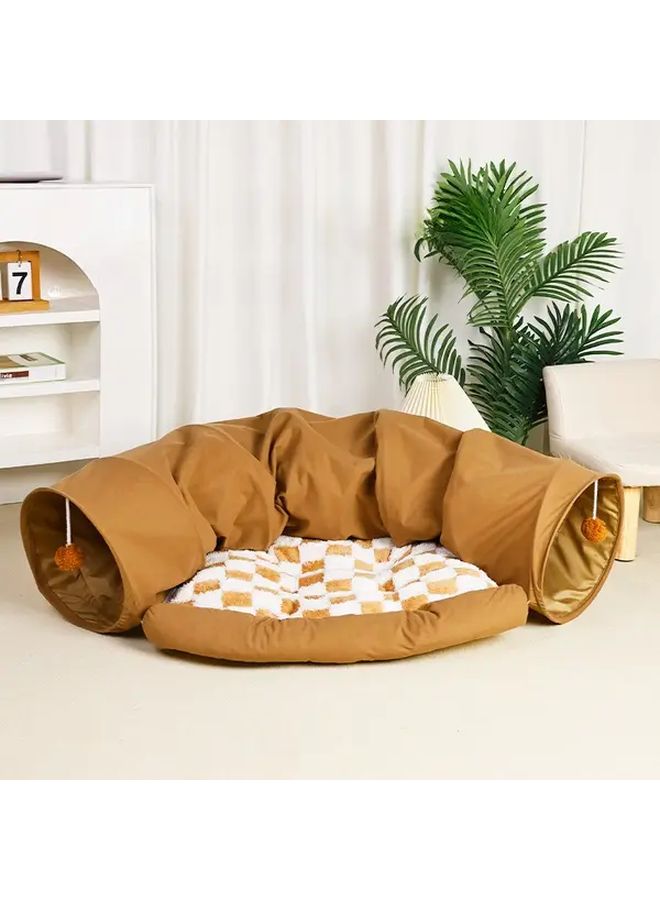 النفق البيجي للقطط القابل للإزالة والقابل للغسل - ملعب تفاعلي للاختباء سهل التنظيف ملجأ للحيوانات الأليفة - Image 2