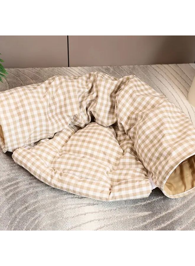 النفق البيجي للقطط القابل للإزالة والقابل للغسل - ملعب تفاعلي للاختباء سهل التنظيف ملجأ للحيوانات الأليفة - Image 1