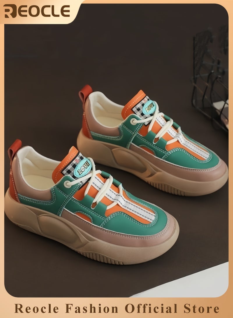 ريوكل أحذية رياضية نسائية ذات نعل سميك وأربطة كاجوال مريحة ونعل سميك أحذية تنس مضادة للانزلاق أحذية مشي وأحذية رياضية عصرية - Image 1