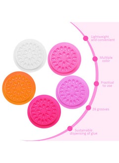 Maitys Maitys 150 Pcs Lash Glue Holder False Lash Glue Trays Lash Extension Glue Palette Eyelash Pallet Grafting Disposable Pads Plastic Pink Lash Tray for Women Girls Eyelash Extension Beauty Tools Supply  - Image 3