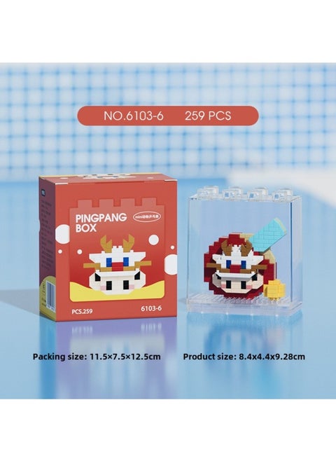 Ping-Pong Doll Microparticle Children's Educational Toy Building Blocks Assembled Small Particle Desktop Ornaments Compatible With Lego-Color:6103-6mini White Dragon