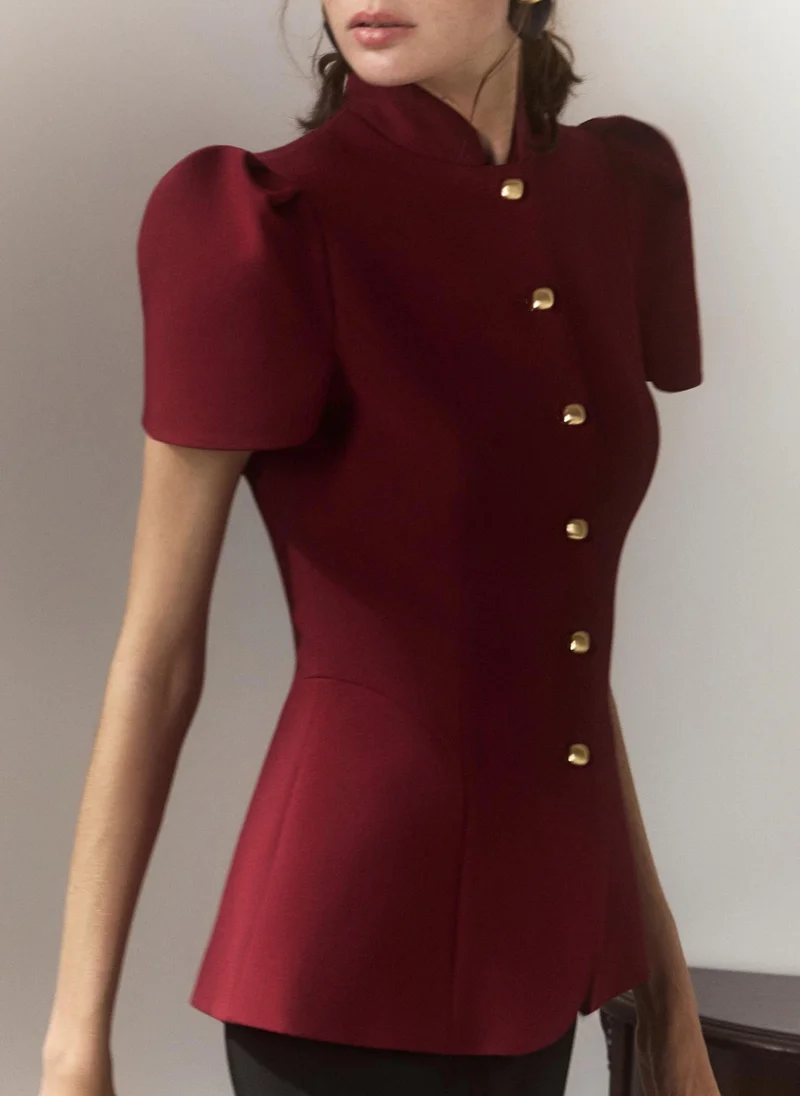 Lichi  Fitted jacket with a stand-up collar and voluminous sleeves for Women | Best Price UAE
