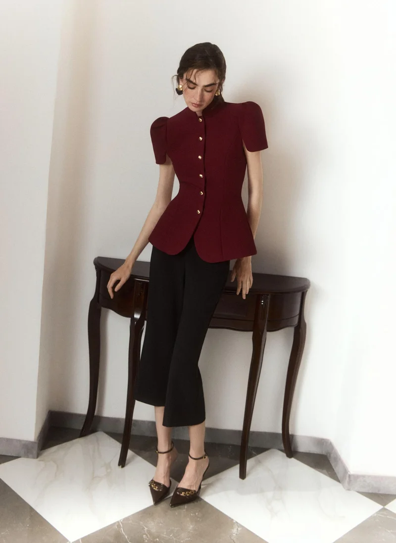 Lichi  Fitted jacket with a stand-up collar and voluminous sleeves for Women | Best Price UAE