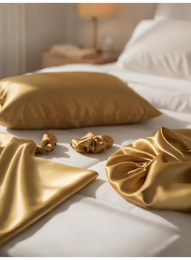 Life Style set of 4 original silk haircare 1 Satin bonnet set +2 hair tie +1 satin pillowcase - Image 2