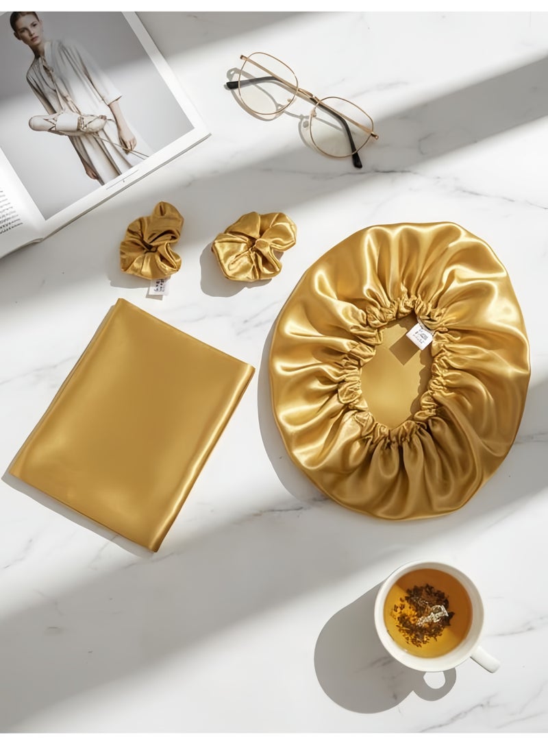 Life Style set of 4 original silk haircare 1 Satin bonnet set +2 hair tie +1 satin pillowcase - Image 3