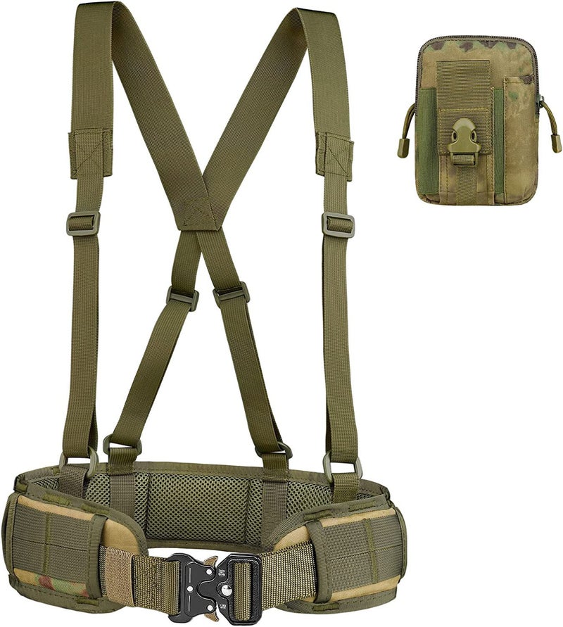 Spot Cross-border Outdoor Tactical Belt Multifunctional Nylon Cobra Tactical Waist Seal Belt Set CS Strap + belt + waist + small bag [Jungle camouflage]] 