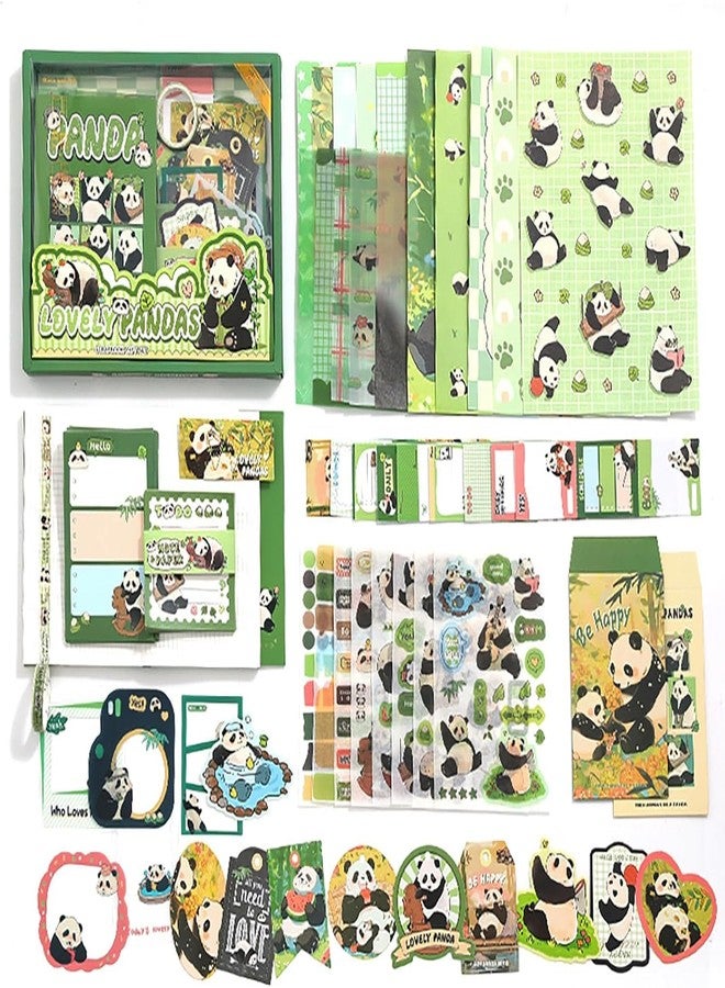 MGNLR Vintage Aesthetic Scrapbook Kit(346Pcs) Scrapbooking Supplies Kit with Bullet Junk Journal,Stationery,A6 Grid Notebook Journaling Gift for Girl (Panda) - Image 3