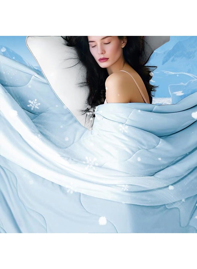 DOWNCOOL Cooling Comforter, Blue Cooling Blanket King Size, Cooling Duvet for Hot Sleeper, Breathable Summer Quilt, Lightweight Soft Q-Max>0.4 Arc-Chill Cool Comforter,106"X90" - Image 1