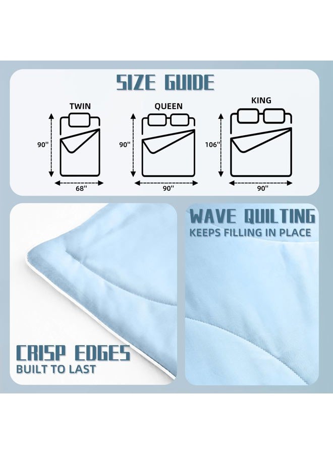 DOWNCOOL Cooling Comforter, Blue Cooling Blanket King Size, Cooling Duvet for Hot Sleeper, Breathable Summer Quilt, Lightweight Soft Q-Max>0.4 Arc-Chill Cool Comforter,106"X90" - Image 5