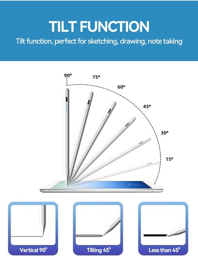 Stylus Pen for iPad(2024-2018) with Palm Rejection & Fast Charge,Active Pencil for iPad 10/9/8/7/6, iPad Pro 11/12.9/13, Air 6/5/4/3,Mini,Magnetic Attachment