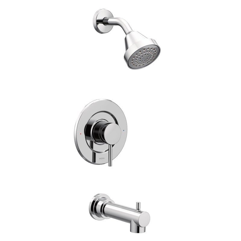 Moen Align Chrome EcoPerformance PosiTemp Pressure Balancing Modern Tub and Shower Trim Kit Featuring Shower Head Lever Handle and Tub Spout Valve Required T2193EP