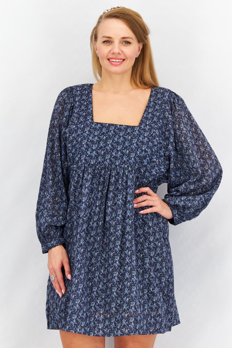 joie Women Textured Long Sleeve Mini Dress, Navy - Image 1