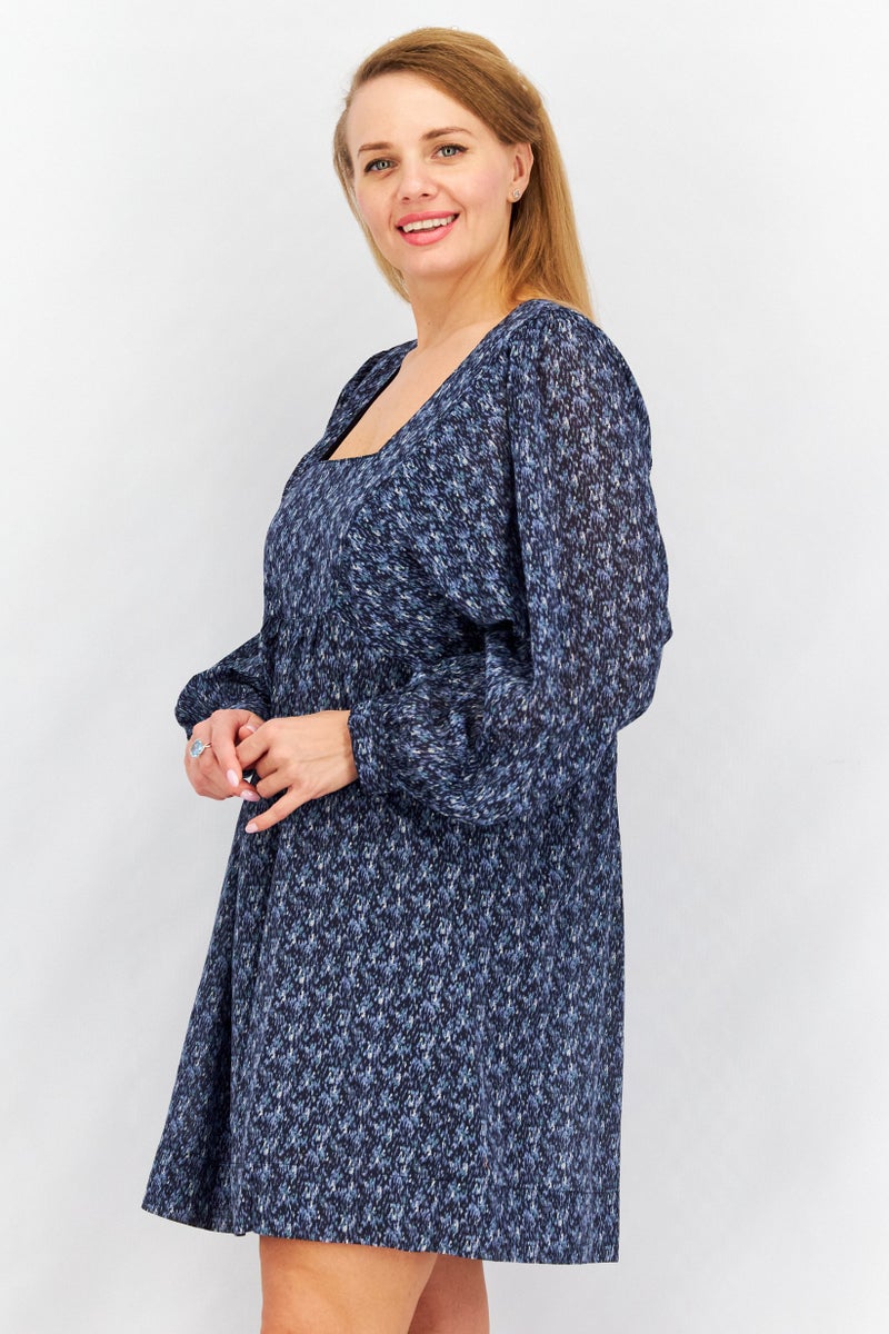 joie Women Textured Long Sleeve Mini Dress, Navy - Image 2