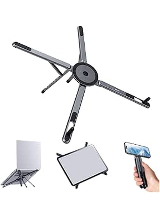 Jiawu Foldable Portable Laptop Stand For Desk Travel Ergonomic 8 Level Height Adjustable Aluminum Alloy Computer Riser For 10 16 Laptops 413 Tablet Phone Gray - Image 1