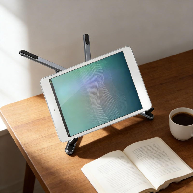 Jiawu Foldable Portable Laptop Stand For Desk Travel Ergonomic 8 Level Height Adjustable Aluminum Alloy Computer Riser For 10 16 Laptops 413 Tablet Phone Gray - Image 5