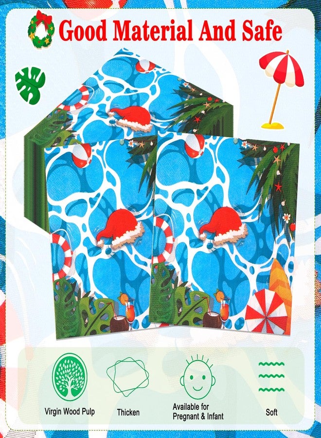 HOWAF 60pcs Hawaiian Christmas Decorations Napkin, Hawaiian Christmas Disposable Paper Napkin Bulk, Tropical Xmas Party Decorations Cocktail Napkins for Mele Kalikimaka Party Supplies - Image 2