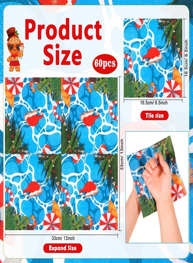 HOWAF 60pcs Hawaiian Christmas Decorations Napkin, Hawaiian Christmas Disposable Paper Napkin Bulk, Tropical Xmas Party Decorations Cocktail Napkins for Mele Kalikimaka Party Supplies - Image 4