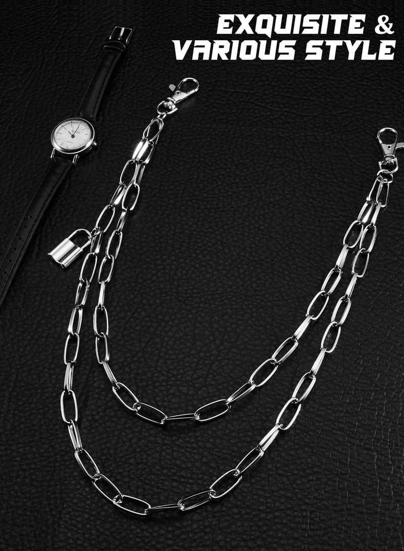 Y&D 6 Pieces Chain Belt Jeans Pants Goth Multi Layer Chains Heart Butterfly Lock Charm Waist Wallet Pocket for Women Men Girls - Image 2