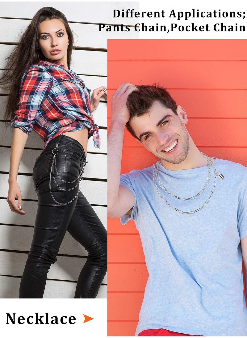Y&D 6 Pieces Chain Belt Jeans Pants Goth Multi Layer Chains Heart Butterfly Lock Charm Waist Wallet Pocket for Women Men Girls - Image 3
