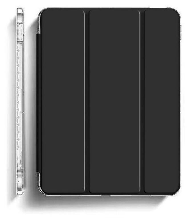 Case for iPad Pro11 Inch with Pencil Holder, Clear Transparent Back Shell Slim Stand Shockproof Tablet Cover, Auto Wake/Sleep (Black)