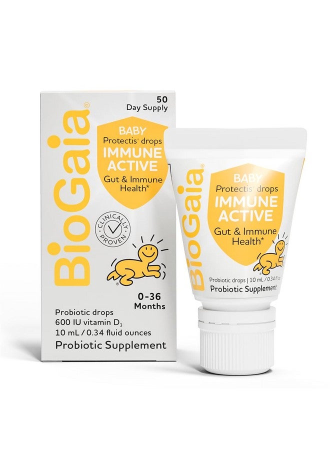 BioGaia BioGaia Immune Active Baby Probiotic Drops + Vitamin D | for Babies & Toddlers 0-36 Months | Supports Digestive & Immune Health | Allergen, Dairy, Soy & Gluten Free | 50 Day Supply - Image 1