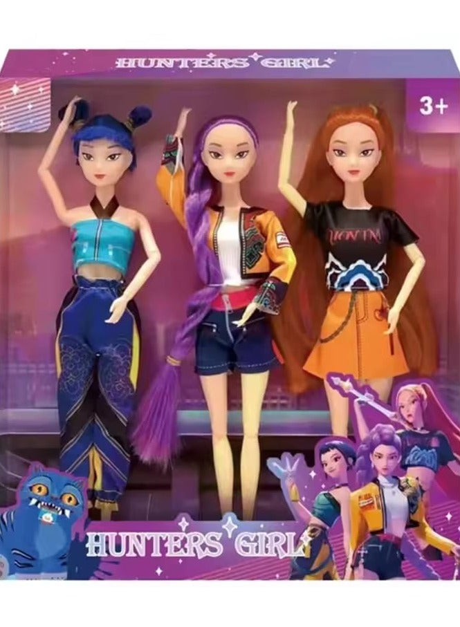 KPop Demon Hunters Figures Kpop Demon Hunters Action Figure Home Decor Desk Ornament For Hunters Fans 3 pcs set - Image 1