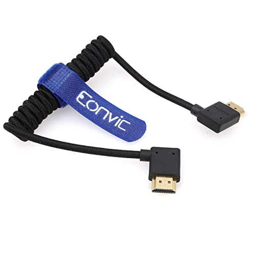 Eonvic 2.1 HDMI Coiled Cable 8K HDMI to HDMI Cable High Speed Thin HDMI Male to Male Extender Braided Coiled Cable for Atomos Ninja V, Sony a7siii, Portkeys BM5 Monitor - Image 1