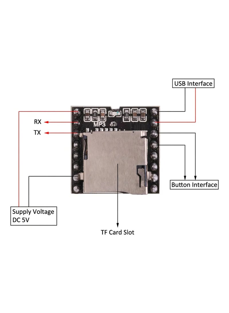 2 × ميني DFPlayer MP3 وحدة مع فتحة ميكرو SD (متوافق مع أردوينو) - Image 5