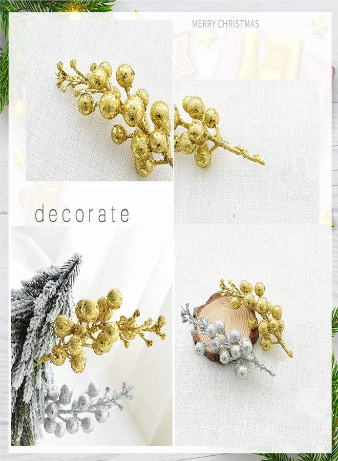 ascension 12Pcs Glitter Gold Berries Stems for Christmas Tree Decoration, 5.5 inch Artificial Christmas Golden Berry Crafts Wreath Garland Christmas Ornaments Décor(Gold) (Pack of 12) - Image 5