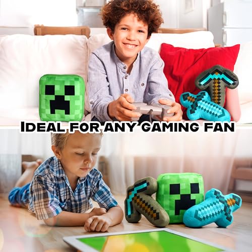 Minecraft Toys Plush Figure 3D Set Pack of 3 Toddler Pillow Cushion for Kids Teens Cuddle Buddy Home Decor Bedroom Accessories Stuffed Collectibles Soft Stuffed Animals Gifts for Gamers - Image 4