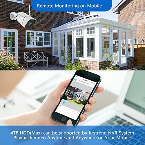 firstrend Wireless Security Camera System, Firstrend 8CH 1080P Wireless NVR System with 4 pcs 1.3MP IP Security Camera with 65 ft Night Vision and Easy Remote View, P2P CCTV for Home(No Hard Drive) - Image 4