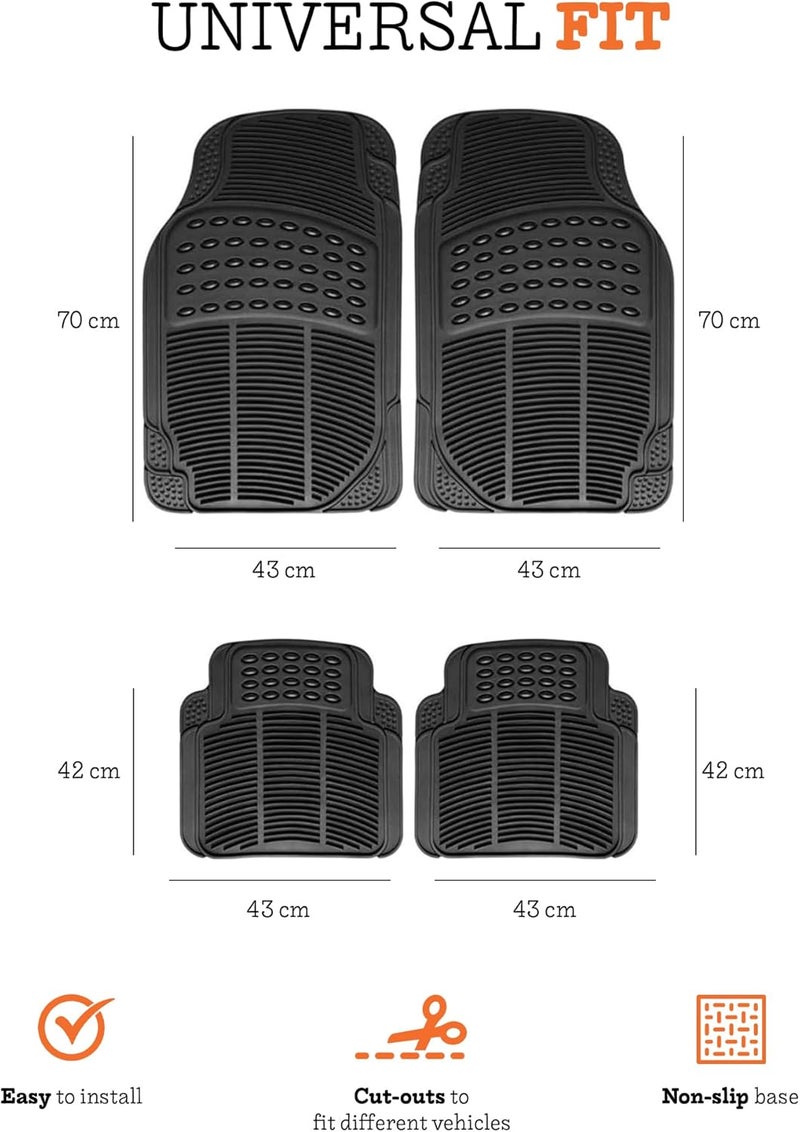 Cross product combo compatible Universal Car Mats 4-Piece Set (2 Front Mats and 2 Rear Mats), Non-Slip Car Mats, Rubber Car Mats, Cut-to-Size, Easy to Clean, Car Accessories Set product combo compatible - Image 2