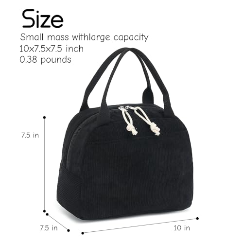 Bluboon Lunch Bag for Women Men Cute Corduroy Lunch Tote Bags Reusable Insulated Lunch Box Large Capacity Reusable Insulated Cooler for Work Picnic or Travel - Image 2
