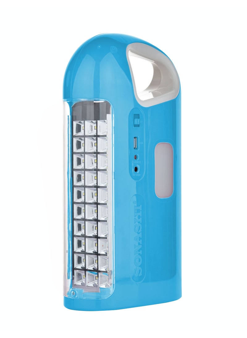 SONASHI - Rechargeable Emergency Lantern And LED Torch Combo with Solar Charge and Power Bank Function  Working Time  40 Hours (Bright Mode) with Overheat Protection  Best for Camping and Indoors SEL-3366 Blue - Image 1