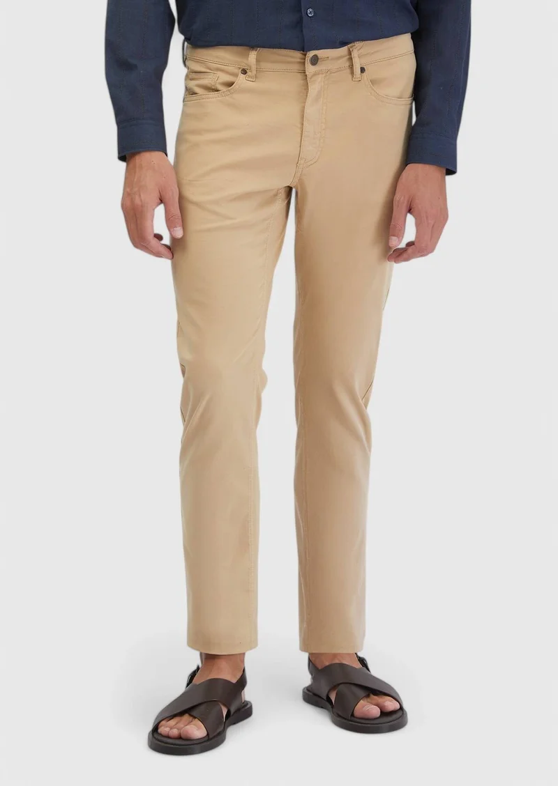 RAMSEY Saffron Weaving Slim Fit Casual Cotton Blended Trousers