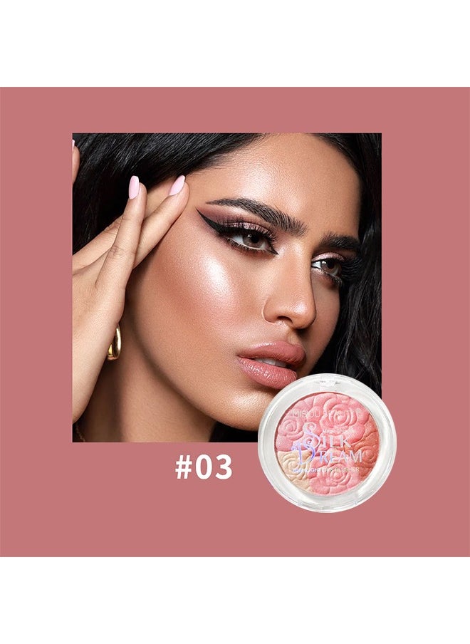 Misiou Beauty - Highlighter& Blusher-Powder Blusher Repair Plate, Makeup Palette, Face And Body Shimmer Highlighters Powder Natural Nude Shiny Contour Concealer Palette Waterproof And Long Lasting Brilliant Lighten Skin Color - Image 1