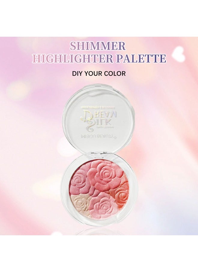Misiou Beauty - Highlighter& Blusher-Powder Blusher Repair Plate, Makeup Palette, Face And Body Shimmer Highlighters Powder Natural Nude Shiny Contour Concealer Palette Waterproof And Long Lasting Brilliant Lighten Skin Color - Image 1