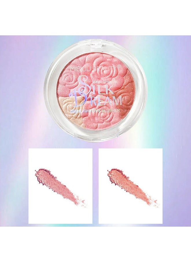 Misiou Beauty - Highlighter& Blusher-Powder Blusher Repair Plate, Makeup Palette, Face And Body Shimmer Highlighters Powder Natural Nude Shiny Contour Concealer Palette Waterproof And Long Lasting Brilliant Lighten Skin Color - Image 1