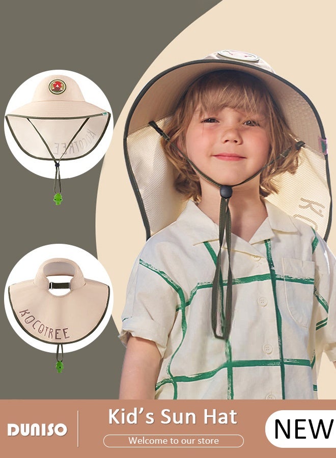 DUNISO Kids Sun Hat UPF 50+ Sun Protection Cap, Wide Brim Toddler Beach Play Hats Outdoor Sports Fisherman Hat for Kids 3-10 Years old Adjustable Chin Strap Lightweight & Breathable Bucket - Image 1