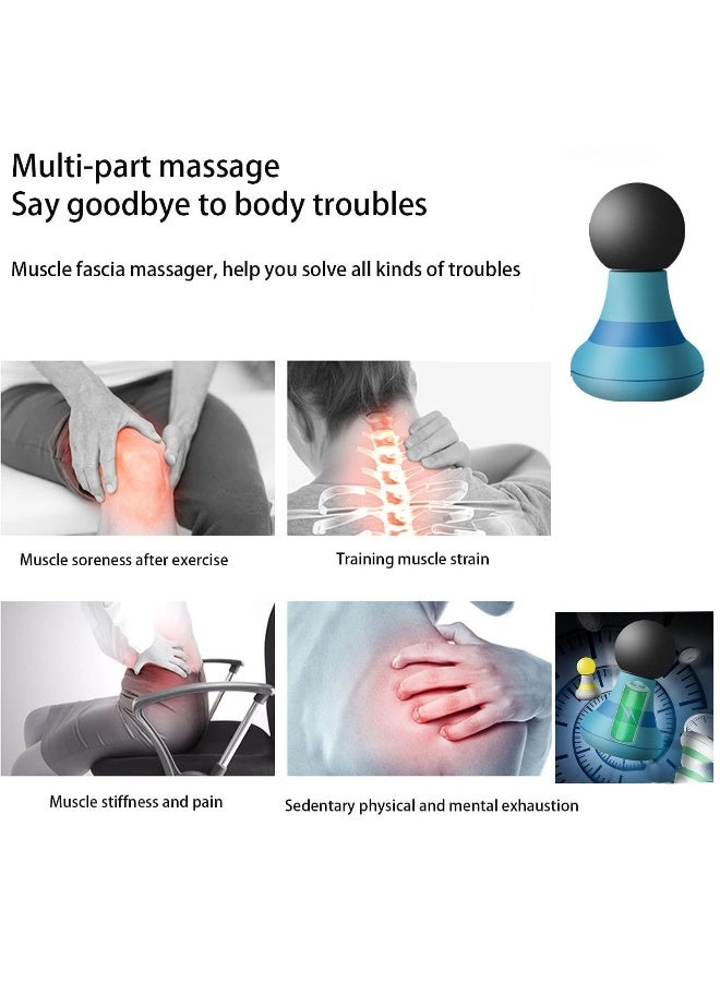 Handheld Deep-Tissue Massager with 6 Speed Modes, Portable Muscle Recovery Device Blue - Image 4