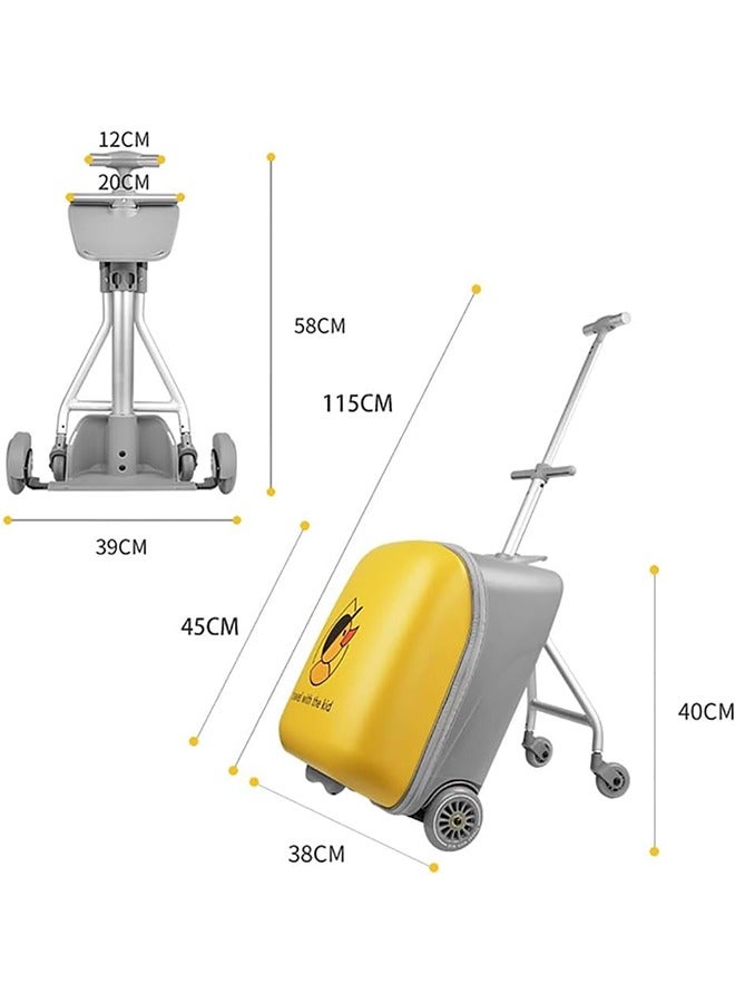 JCB CHIC حقيبة أمتعة قابلة للتوسيع مع عجلات دوارة، حقيبة قابلة للطي وقابلة للركوب مع مقعد للأطفال، حقيبة أمتعة دوارة قابلة للفصل مقاس 20 بوصة لرحلة سفر الأطفال الصغار - Image 2