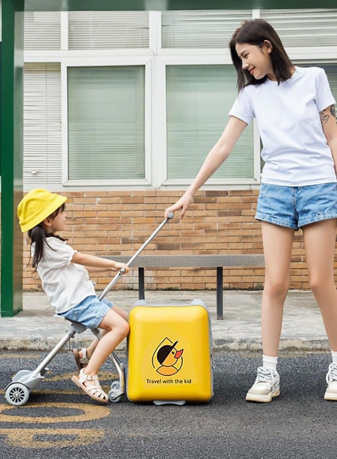 JCB CHIC حقيبة أمتعة قابلة للتوسيع مع عجلات دوارة، حقيبة قابلة للطي وقابلة للركوب مع مقعد للأطفال، حقيبة أمتعة دوارة قابلة للفصل مقاس 20 بوصة لرحلة سفر الأطفال الصغار - Image 5