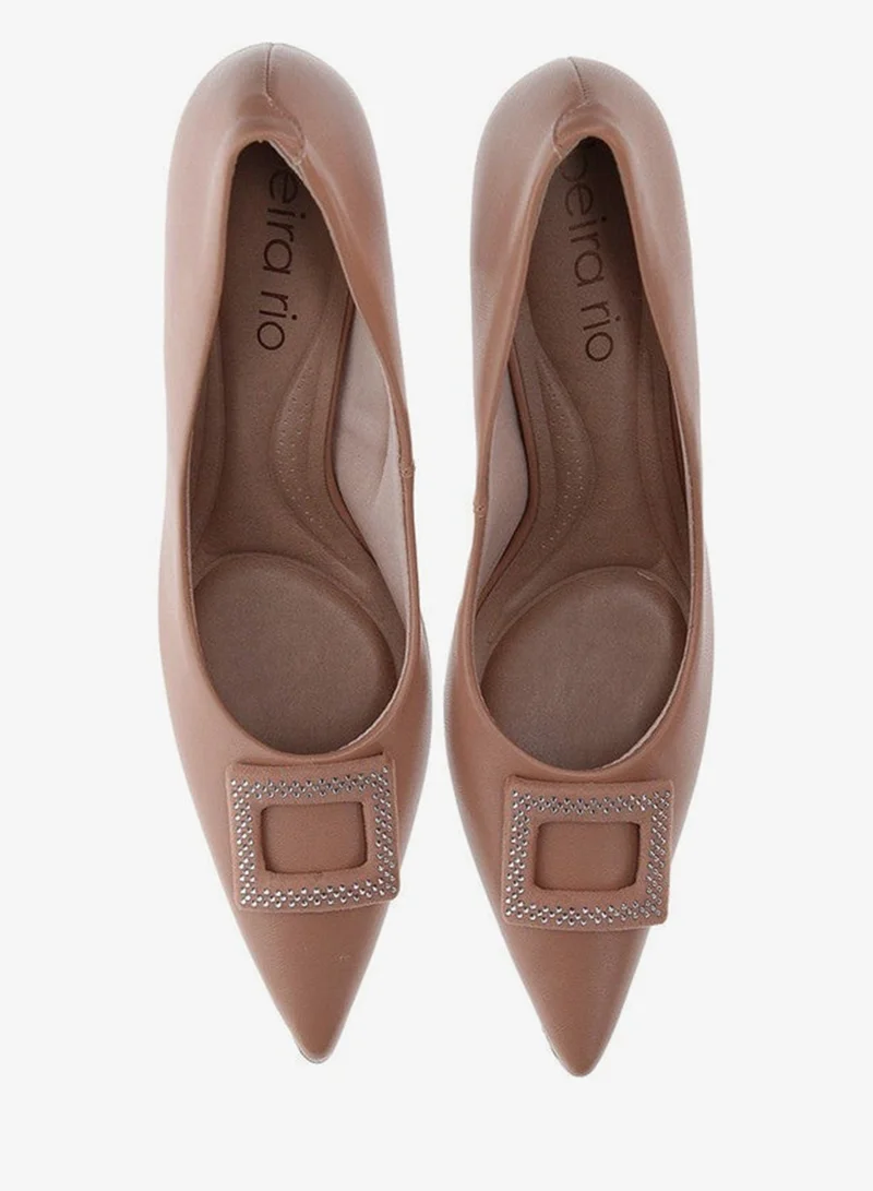 Beira Rio Nude Mid Heels Shoes for Women – Classic Mid Heel Pumps for Girls & Ladies Office Wear for Women | Best Price UAE