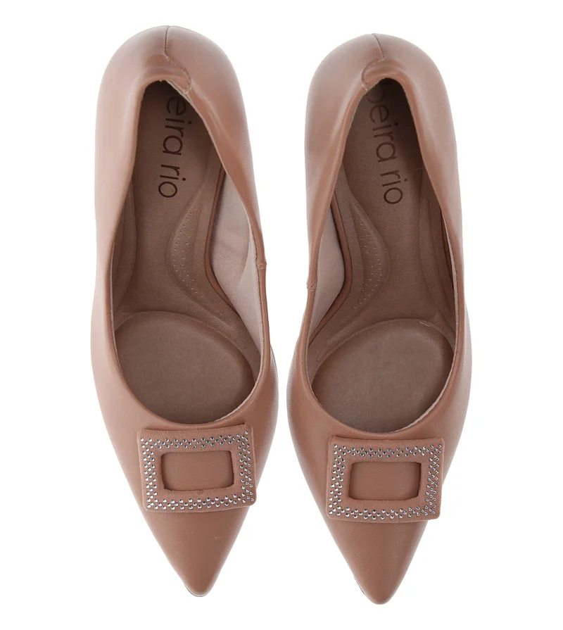 Beira Rio Nude Mid Heels Shoes for Women – Classic Mid Heel Pumps for Girls & Ladies Office Wear for Women | Best Price UAE