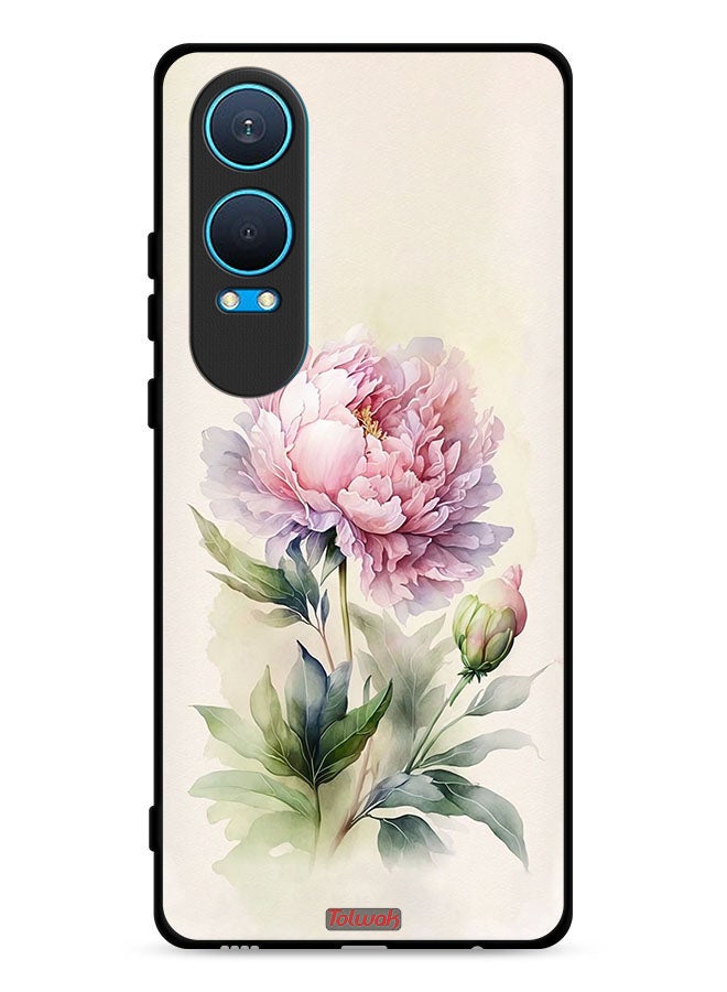 Tolwak غطاء حماية لهاتف OnePlus Nord CE4 Lite 5G بتصميم فني لورود الألوان المائية - Image 1