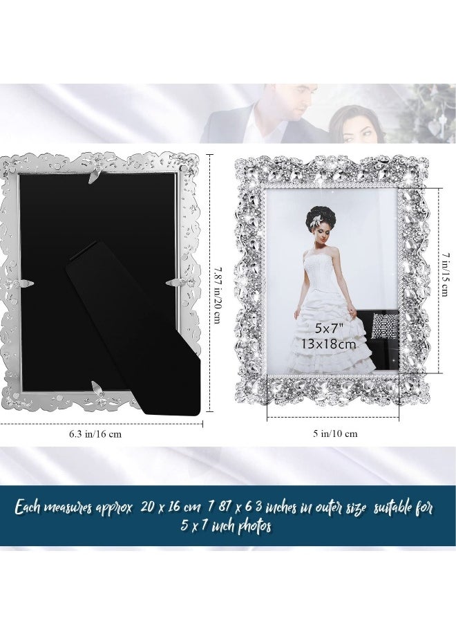 Generic - Enhance Your Cherished Moments with a Set of 2 Rhinestone Crystal Picture Frames - Ideal for Weddings, Birthdays, and Special Occasions - Image 1